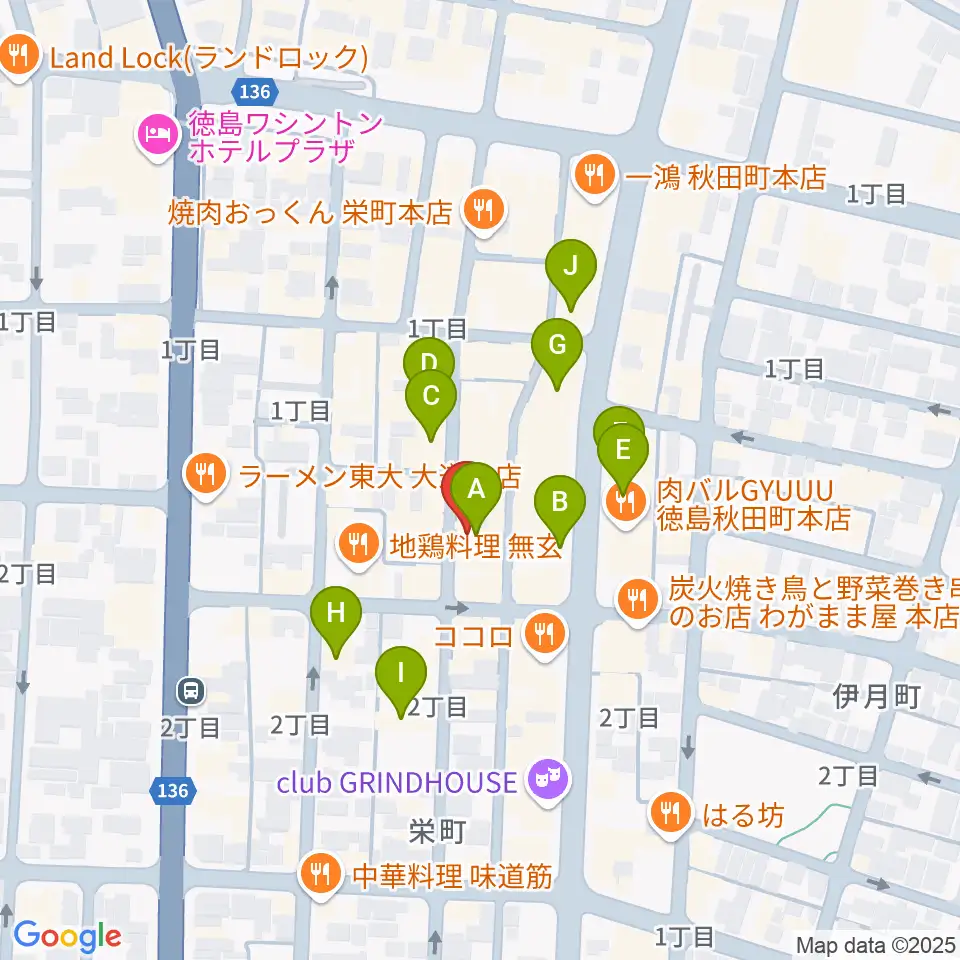 徳島HOT ROD周辺のカフェ一覧地図