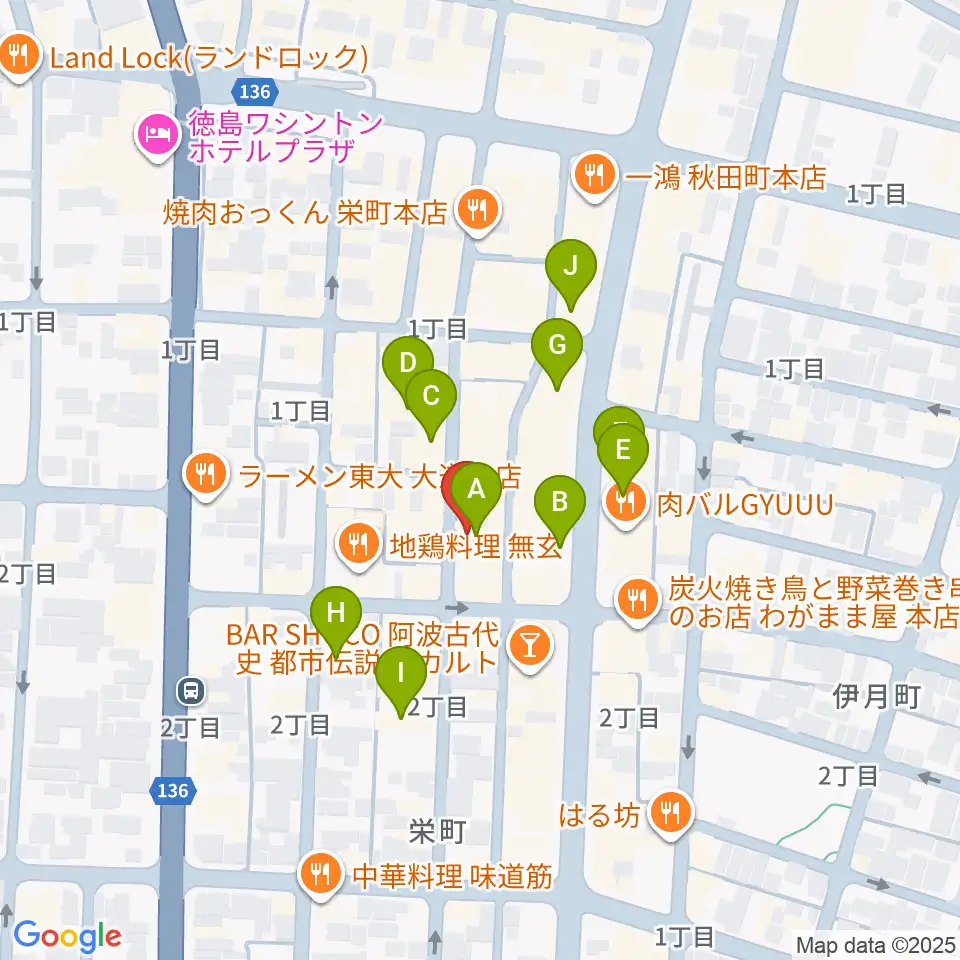 徳島HOT ROD周辺のカフェ一覧地図