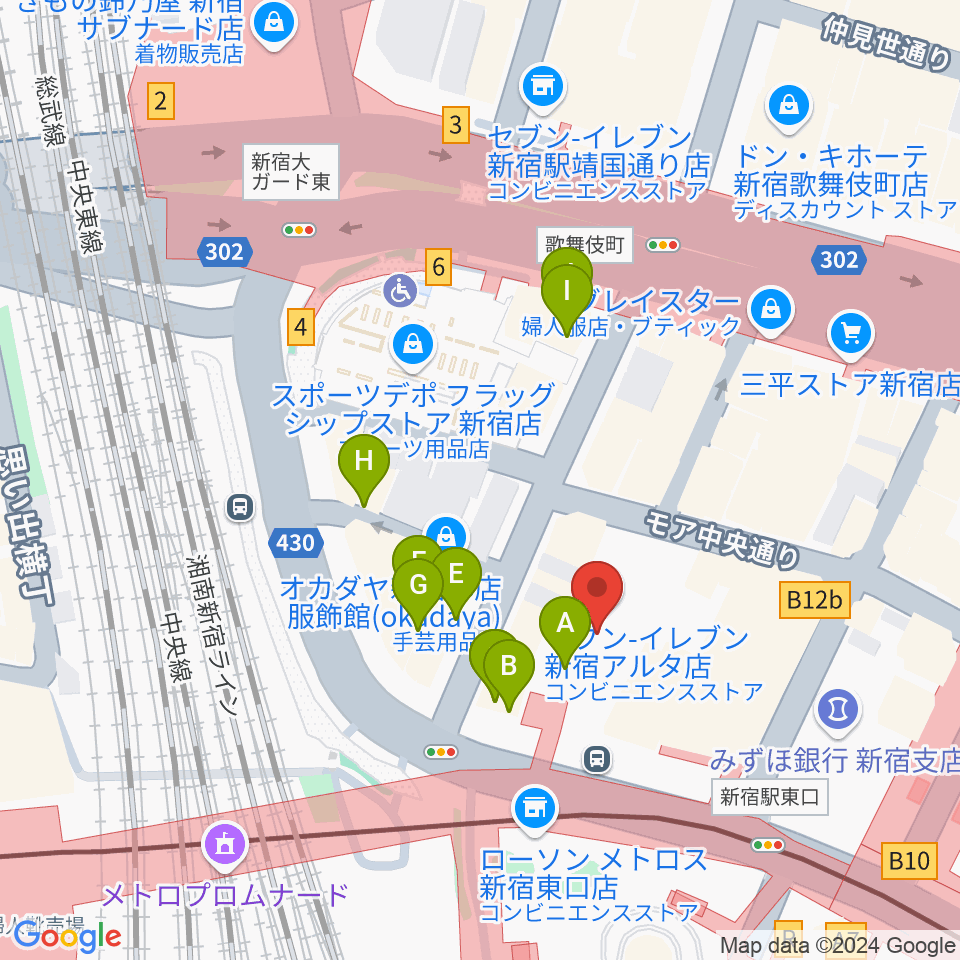 KeyStudio周辺のカフェ一覧地図