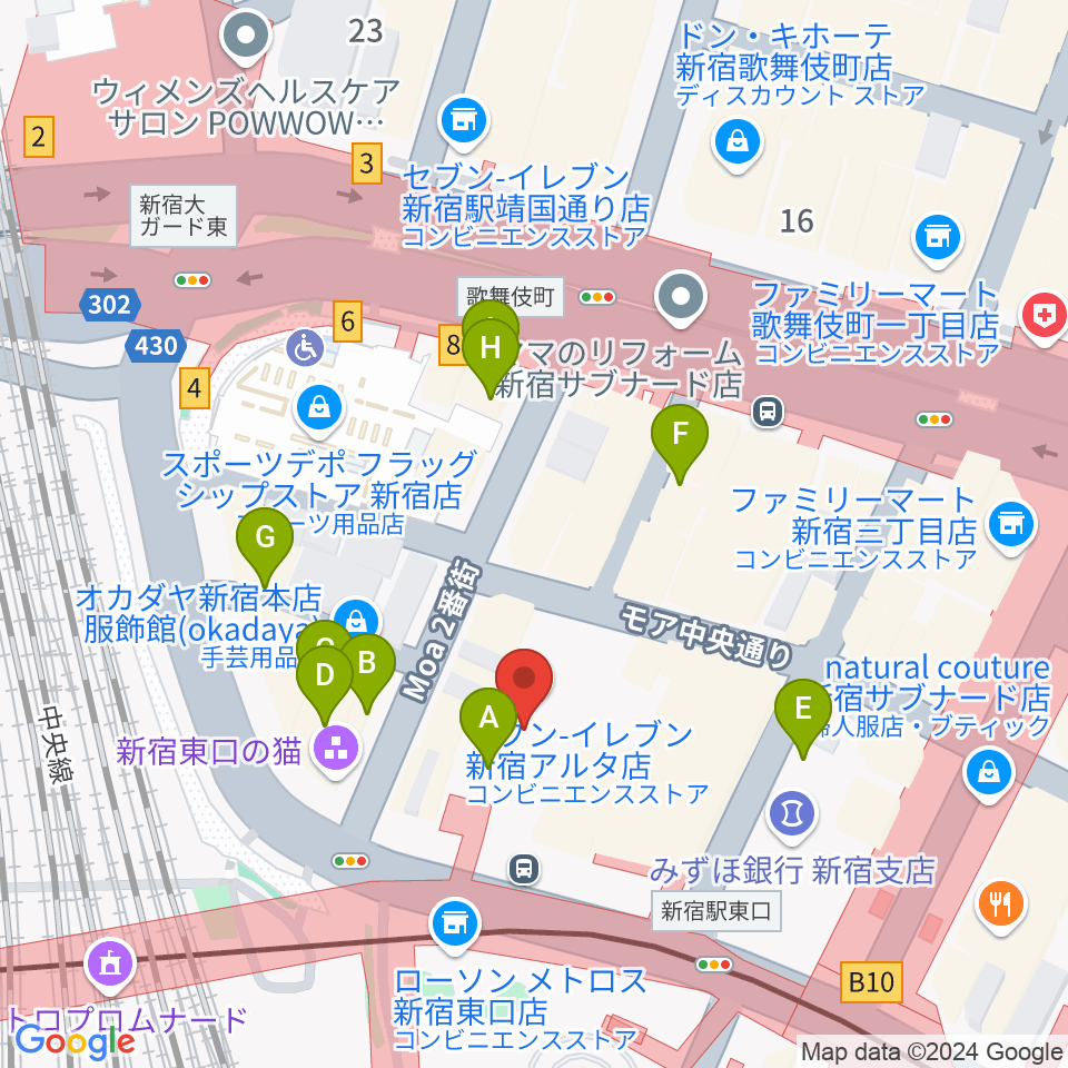 KeyStudio周辺のカフェ一覧地図