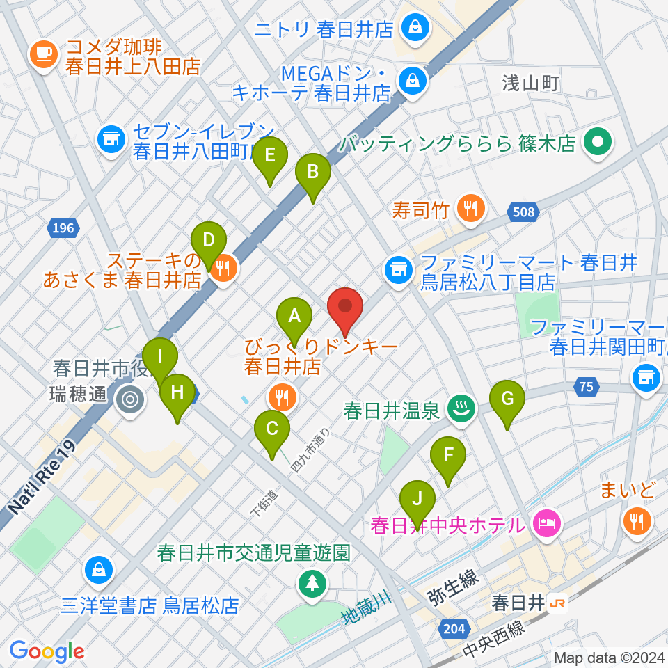 いわま楽器周辺のカフェ一覧地図