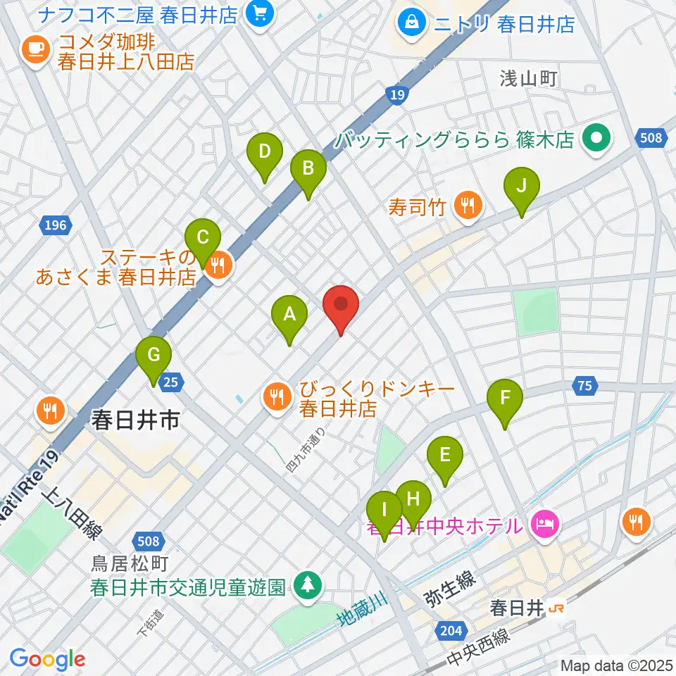 いわま楽器周辺のカフェ一覧地図
