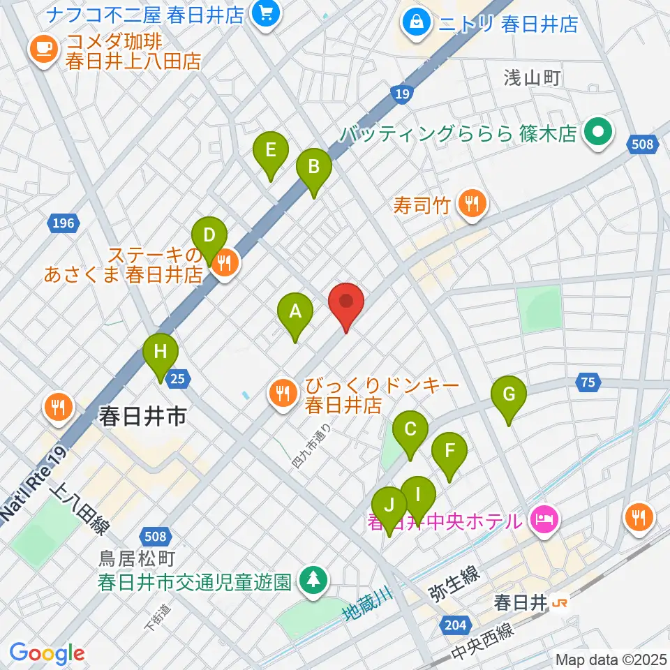 いわま楽器周辺のカフェ一覧地図