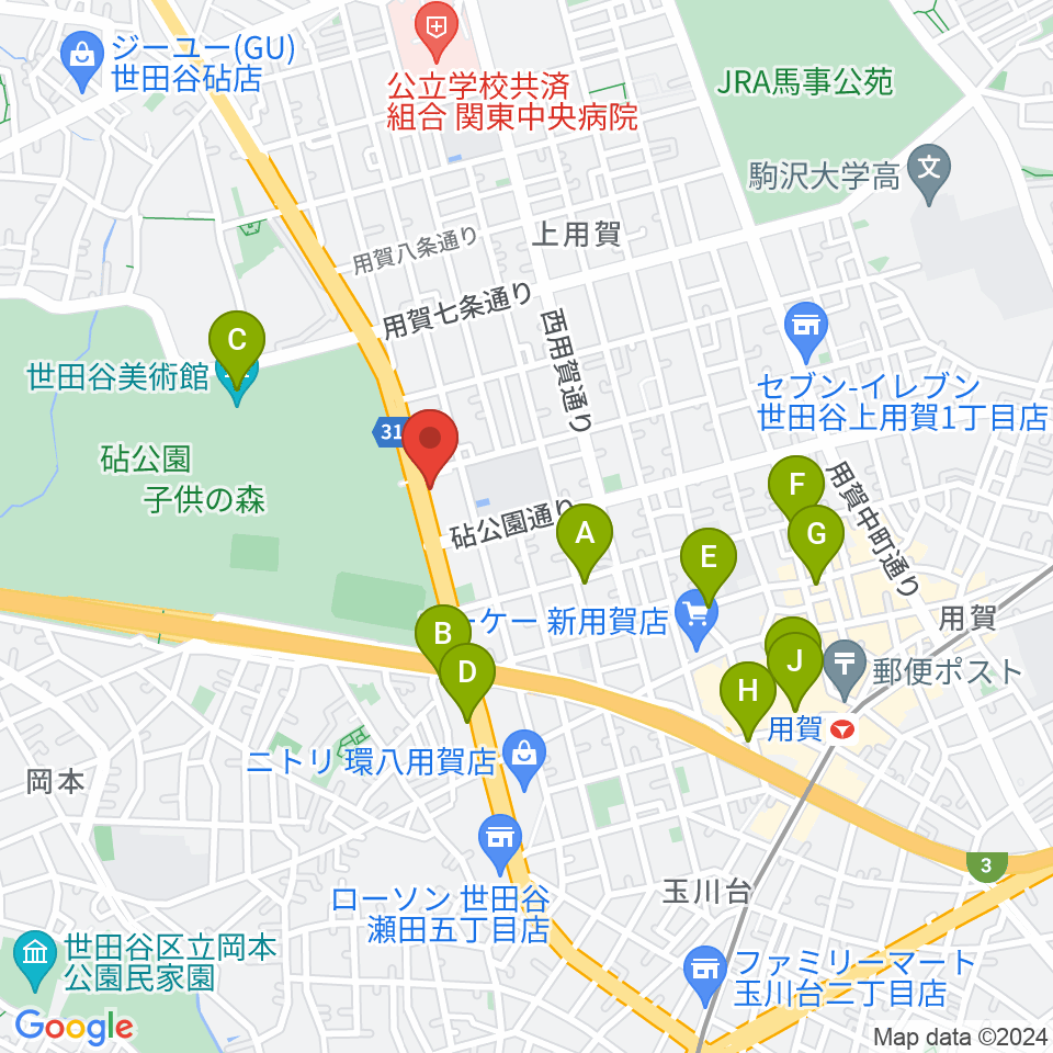 上用賀アートホール周辺のカフェ一覧地図