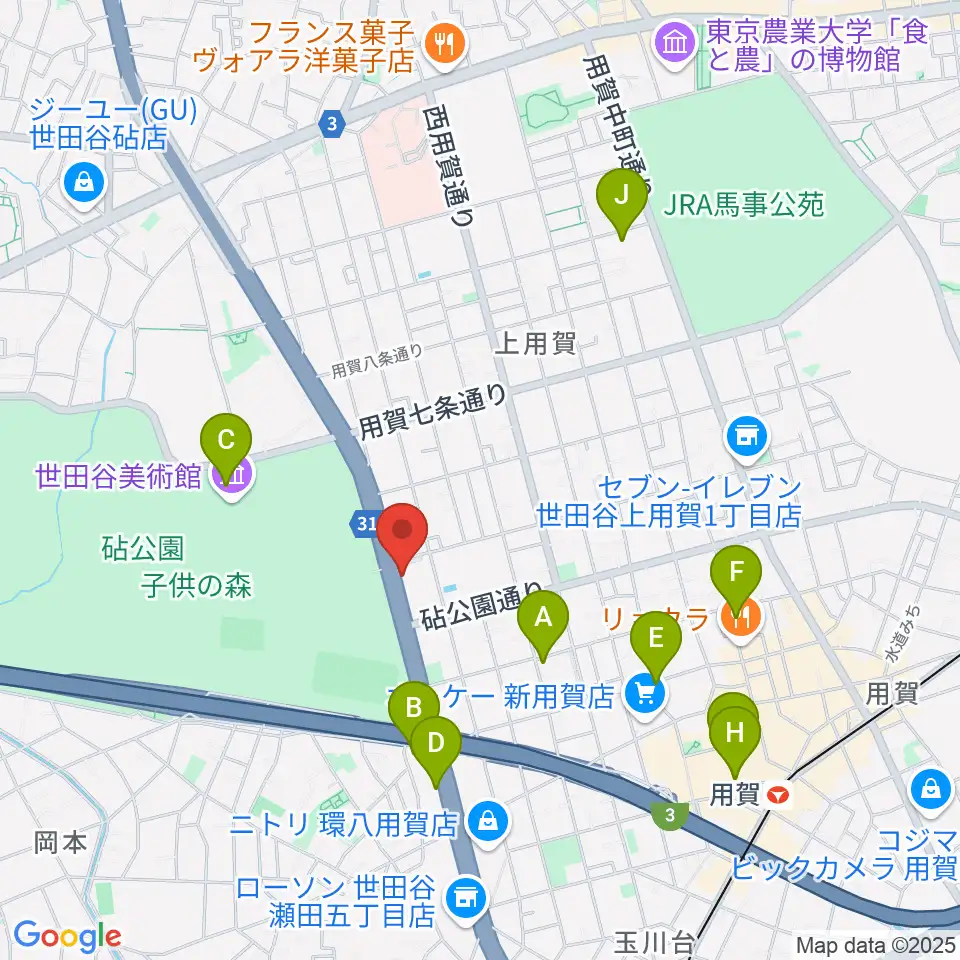 上用賀アートホール周辺のカフェ一覧地図