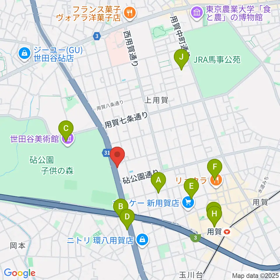上用賀アートホール周辺のカフェ一覧地図