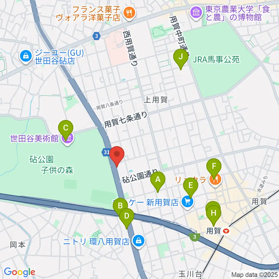 上用賀アートホール周辺のカフェ一覧地図