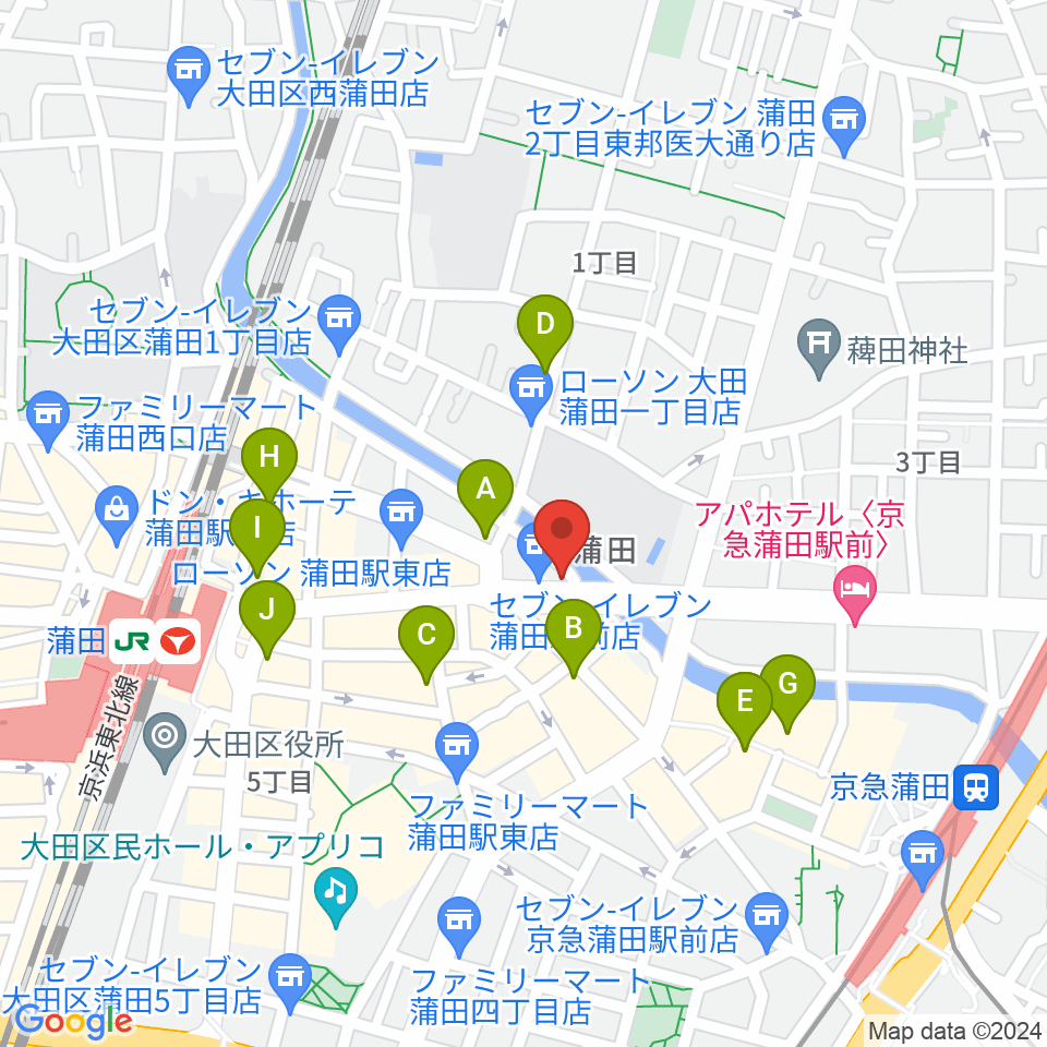 蒲田Studio80(スタジオオッタンタ)周辺のカフェ一覧地図