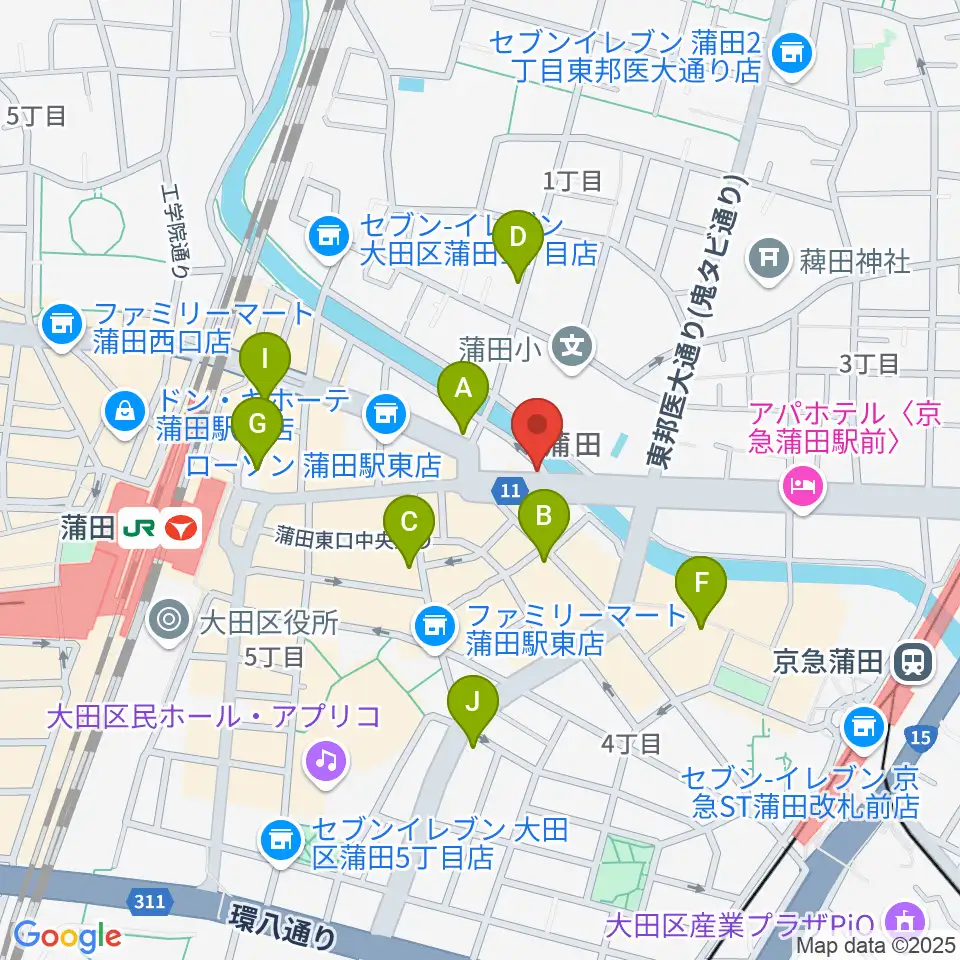 蒲田スタジオ・オッタンタ周辺のカフェ一覧地図