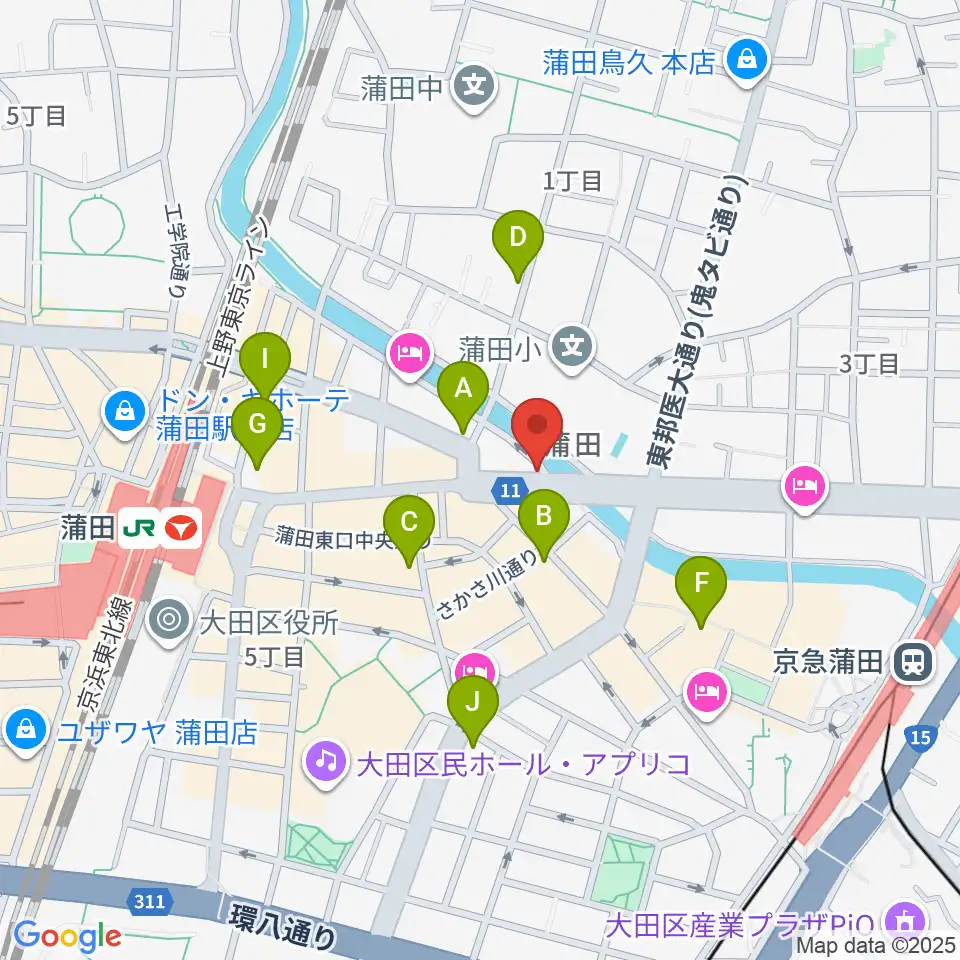 蒲田スタジオ・オッタンタ周辺のカフェ一覧地図