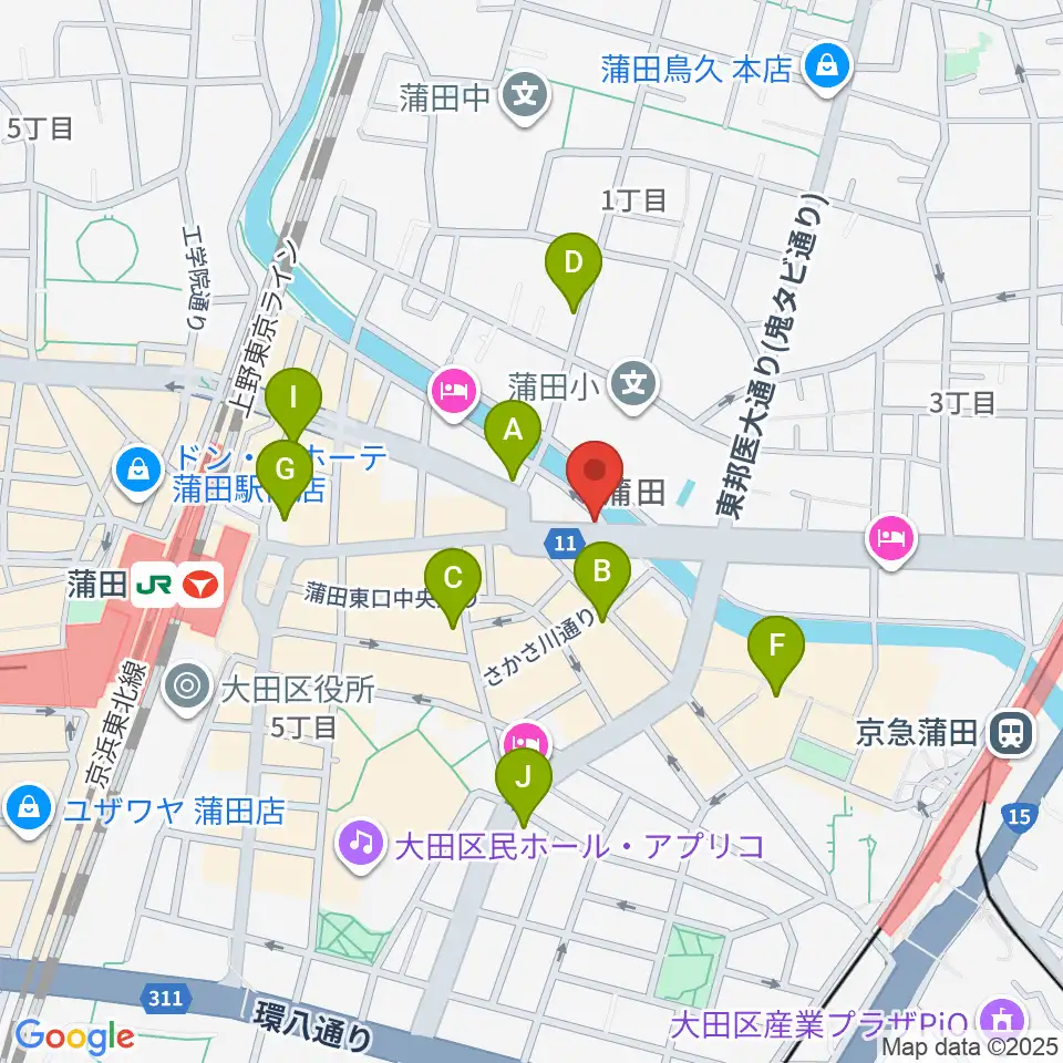 蒲田スタジオ・オッタンタ周辺のカフェ一覧地図