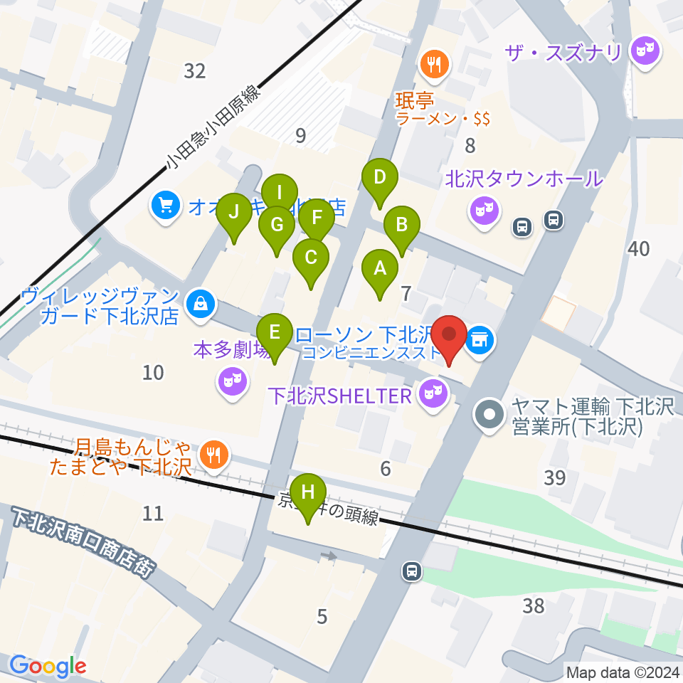 下北沢シアターミネルヴァ周辺のカフェ一覧地図