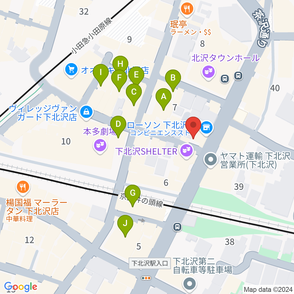 下北沢シアターミネルヴァ周辺のカフェ一覧地図