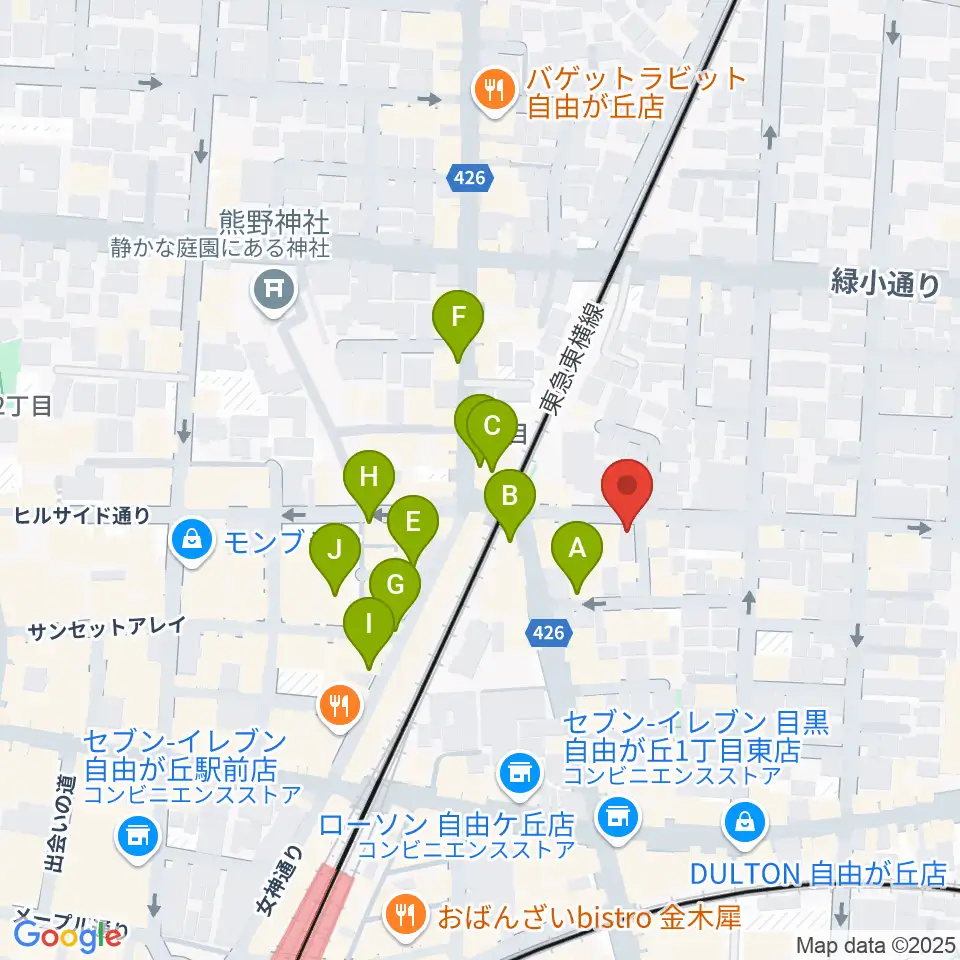自由が丘オペラ座周辺のカフェ一覧地図