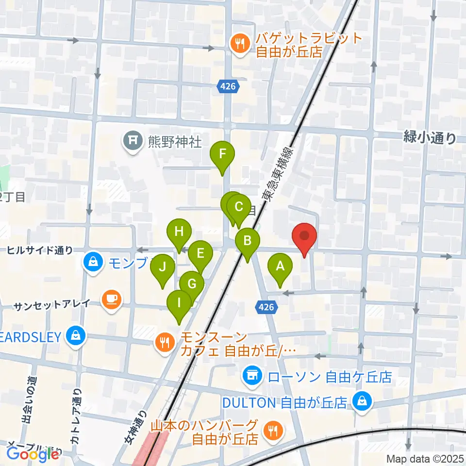 自由が丘オペラ座周辺のカフェ一覧地図