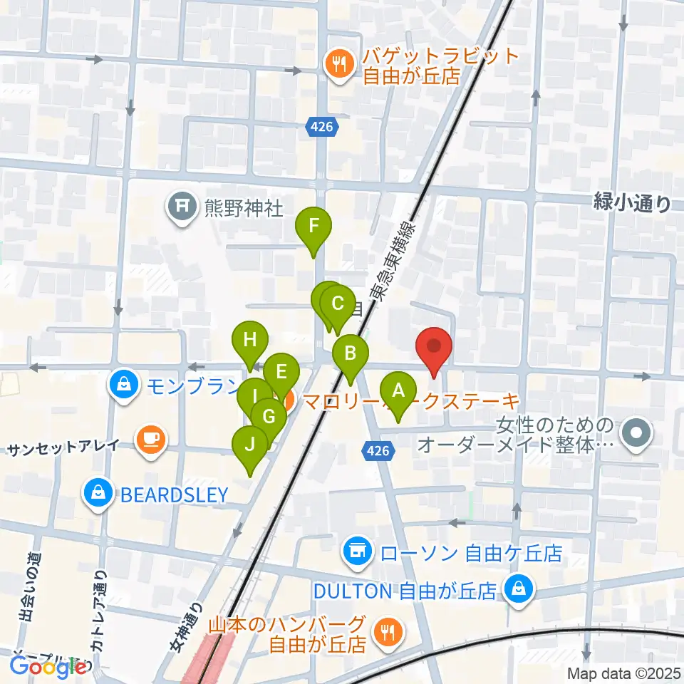 自由が丘オペラ座周辺のカフェ一覧地図