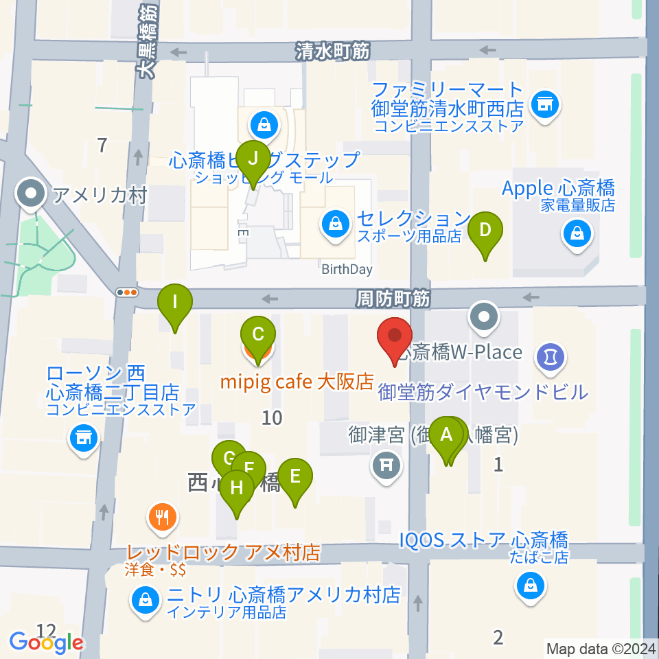 三木楽器アコースティックイン周辺のカフェ一覧地図