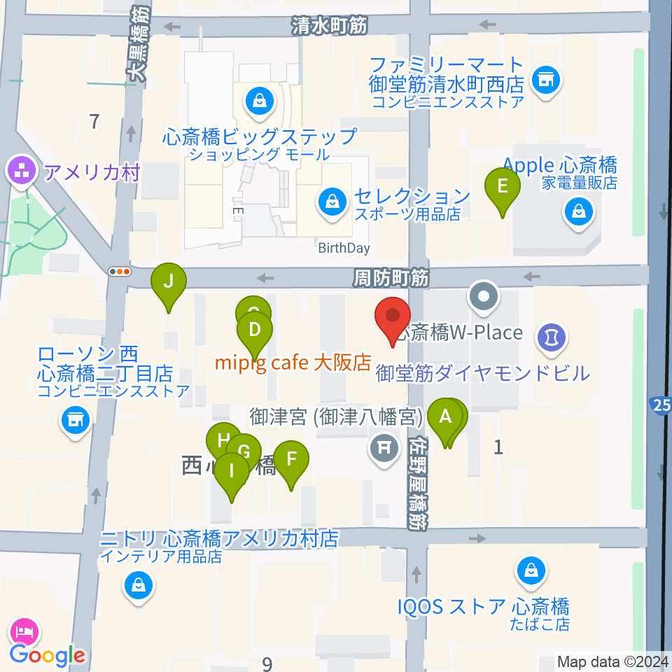 三木楽器アコースティックイン周辺のカフェ一覧地図