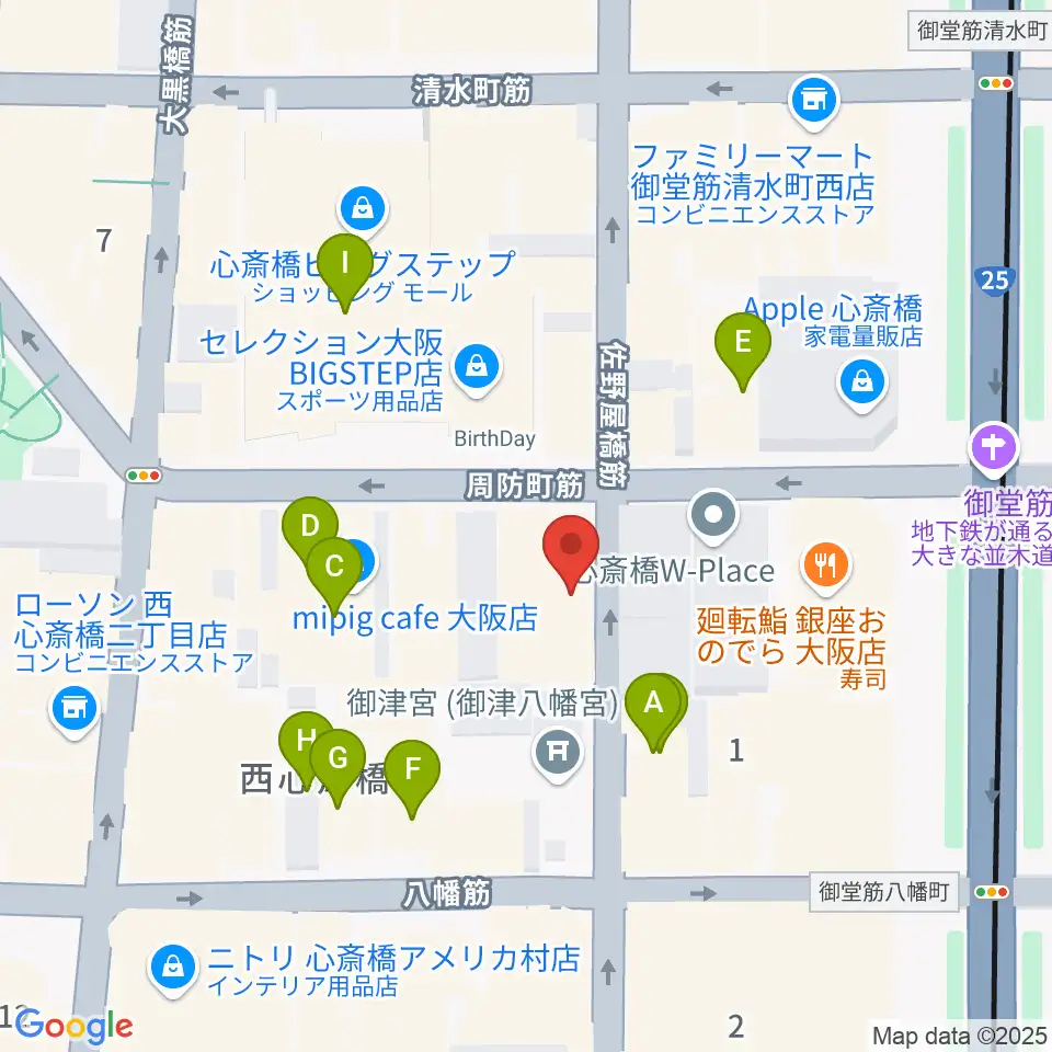 三木楽器アコースティックイン周辺のカフェ一覧地図