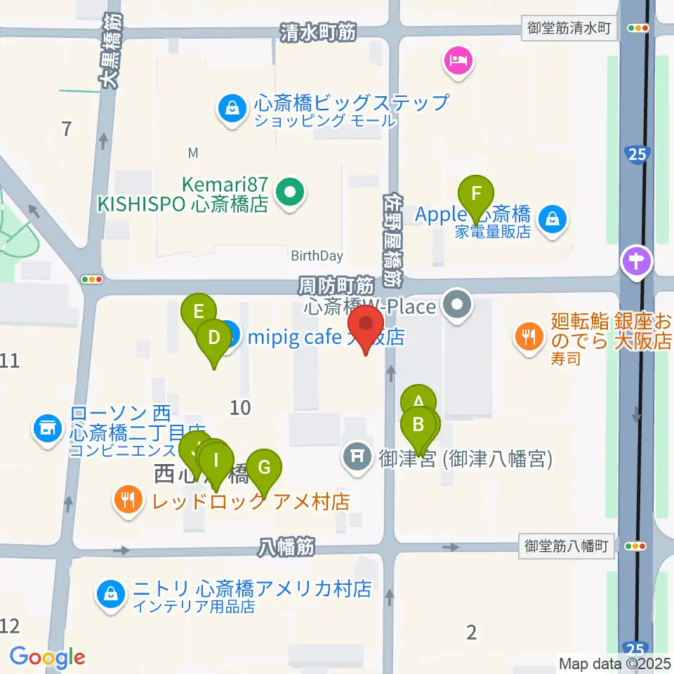 三木楽器アコースティックイン周辺のカフェ一覧地図