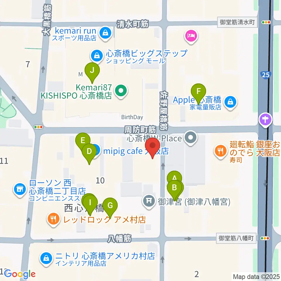 三木楽器アコースティックイン周辺のカフェ一覧地図