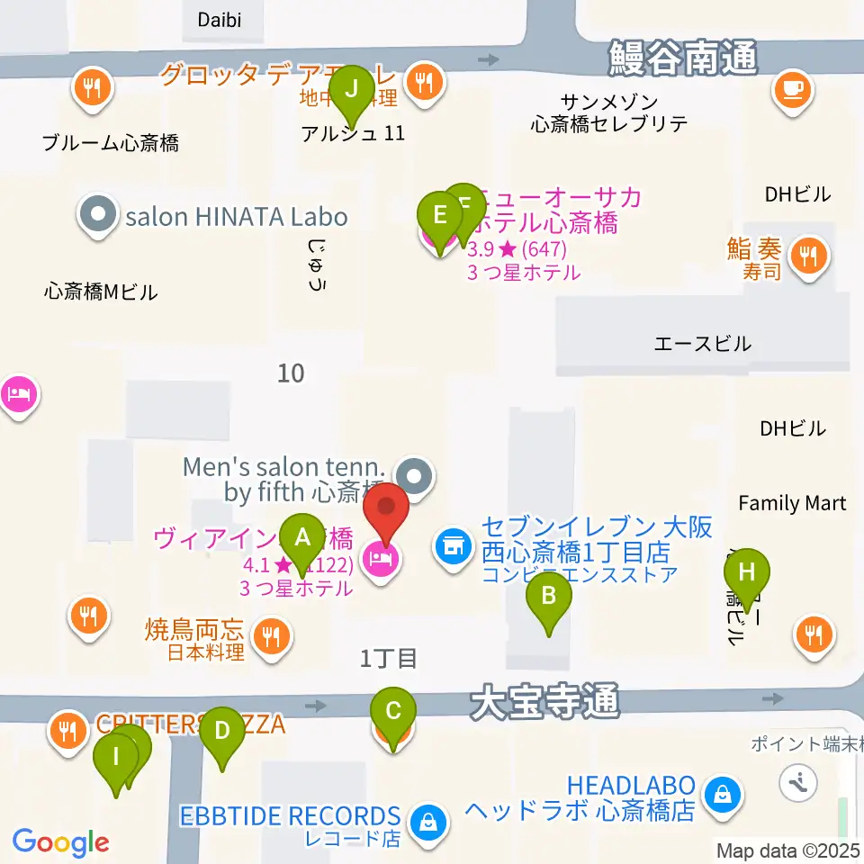 三木楽器BASS SIDE周辺のカフェ一覧地図
