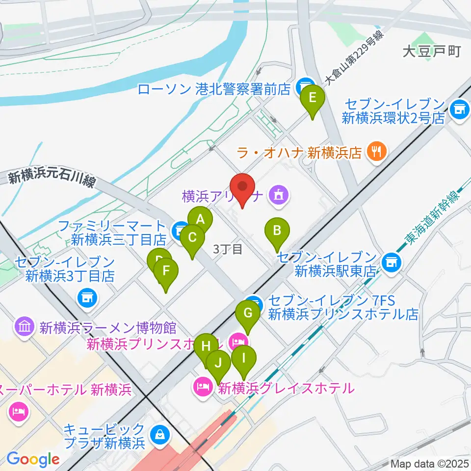 新横浜strage周辺のカフェ一覧地図