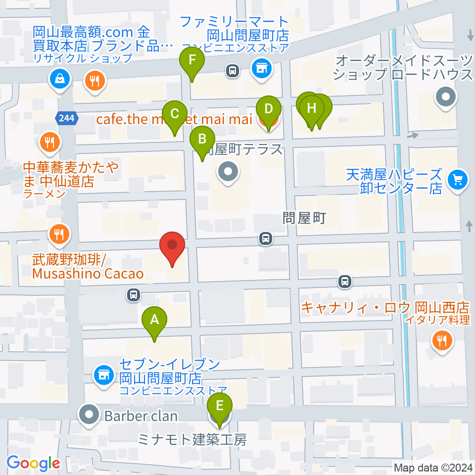 スタジオバース問屋町スタジオ周辺のカフェ一覧地図