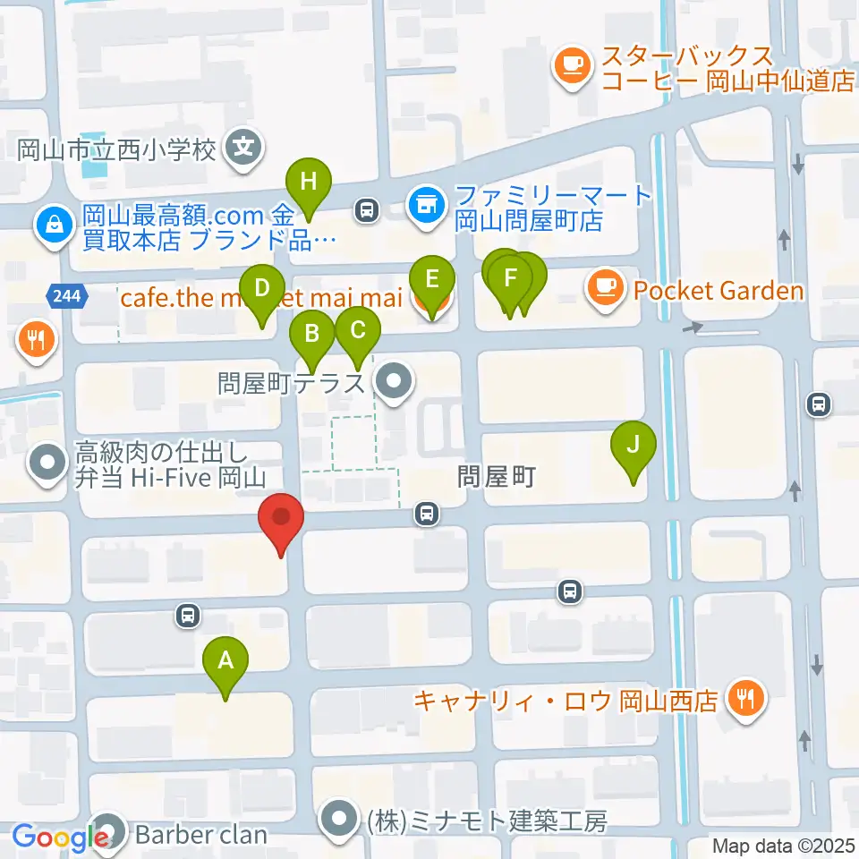 スタジオバース問屋町周辺のカフェ一覧地図