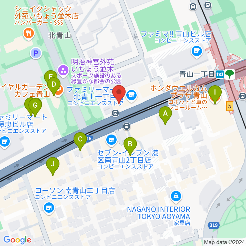 青山RizM周辺のカフェ一覧地図