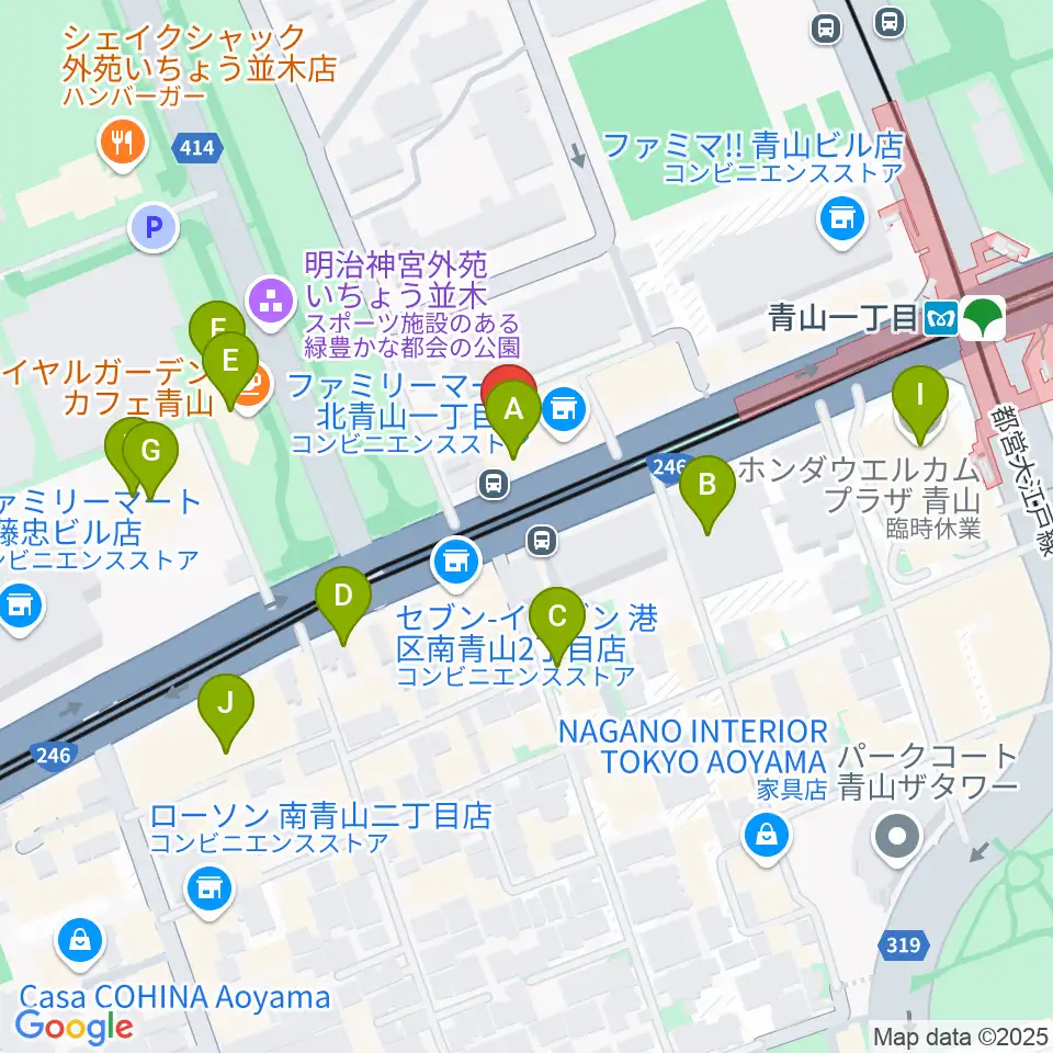 青山RizM周辺のカフェ一覧地図