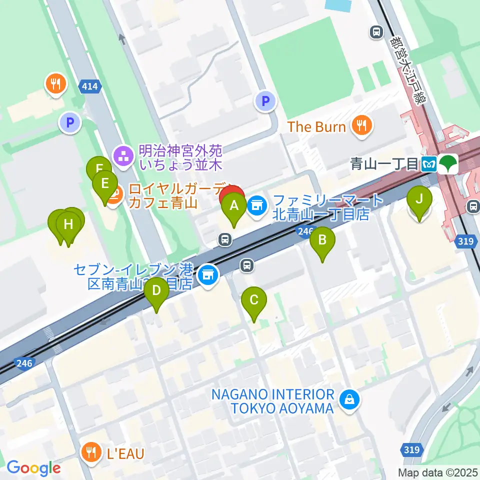 青山RizM周辺のカフェ一覧地図