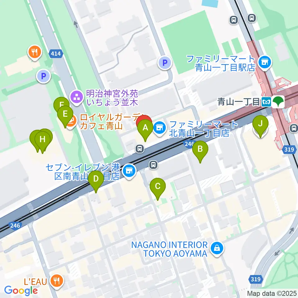青山RizM周辺のカフェ一覧地図