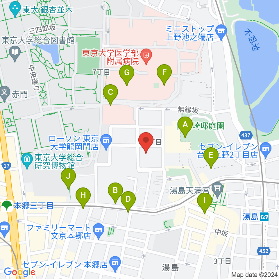 文京区青少年プラザb-lab周辺のカフェ一覧地図