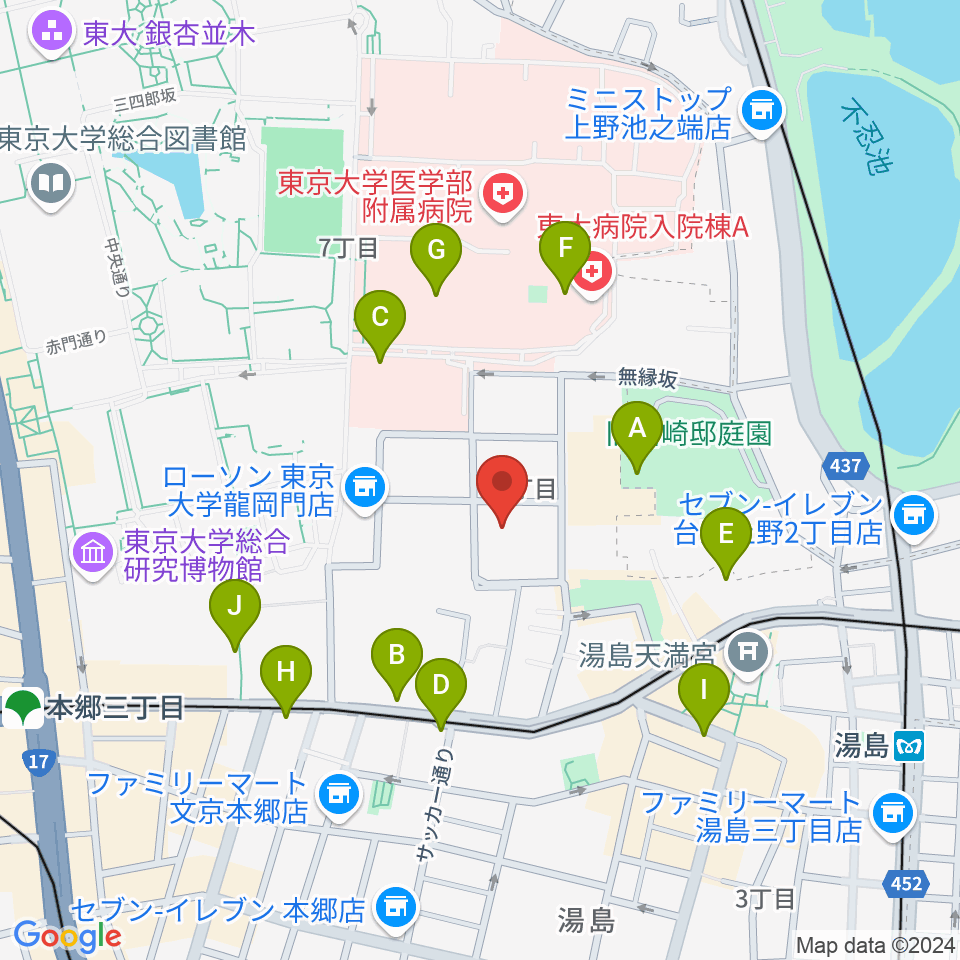 文京区青少年プラザb-lab周辺のカフェ一覧地図