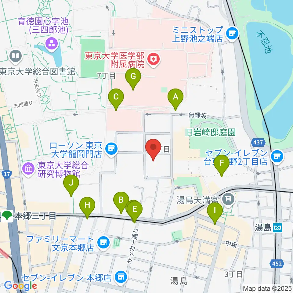 文京区青少年プラザb-lab周辺のカフェ一覧地図