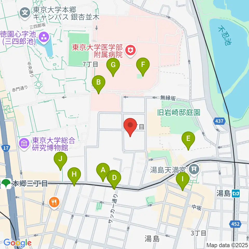 文京区青少年プラザb-lab周辺のカフェ一覧地図