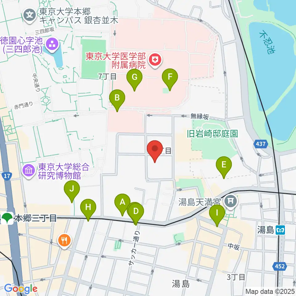 文京区青少年プラザb-lab周辺のカフェ一覧地図