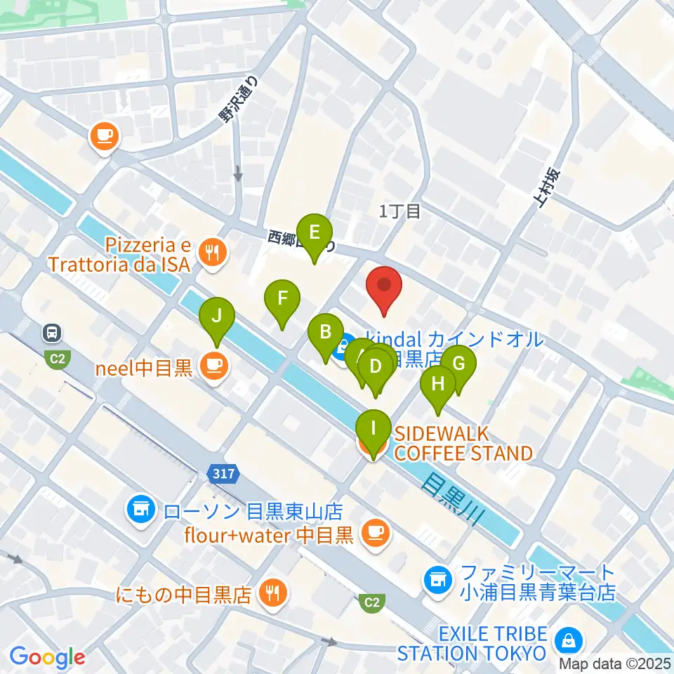 中目黒キンケロ・シアター周辺のカフェ一覧地図