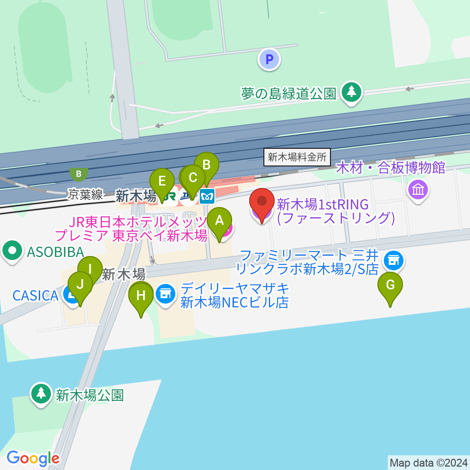 新木場1stRING周辺のカフェ一覧地図