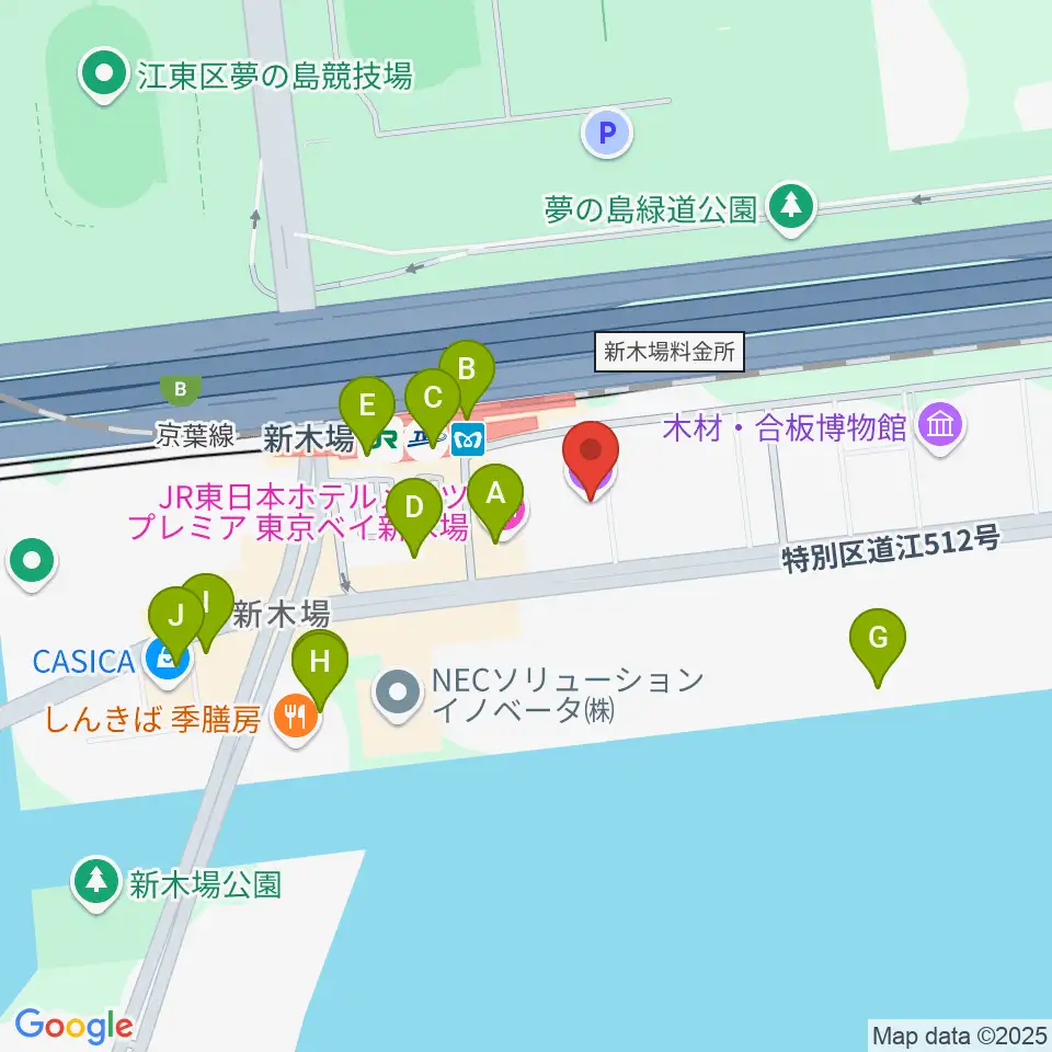 新木場1stRING周辺のカフェ一覧地図