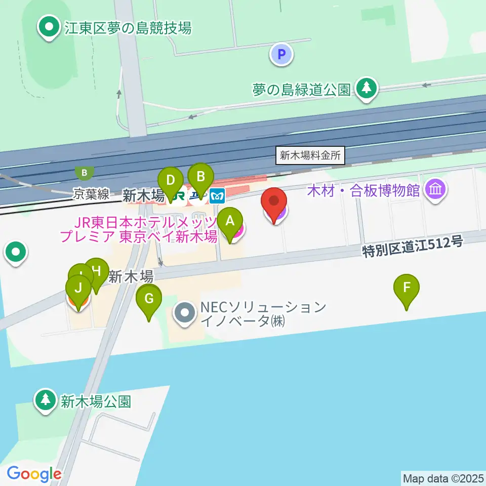 新木場1stRING周辺のカフェ一覧地図