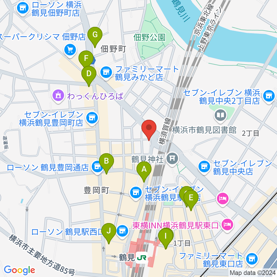 鶴見GIGS周辺のカフェ一覧地図