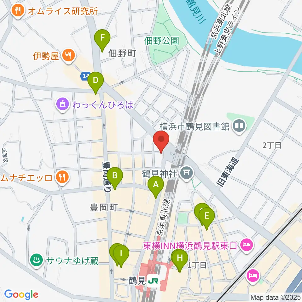 鶴見GIGS周辺のカフェ一覧地図