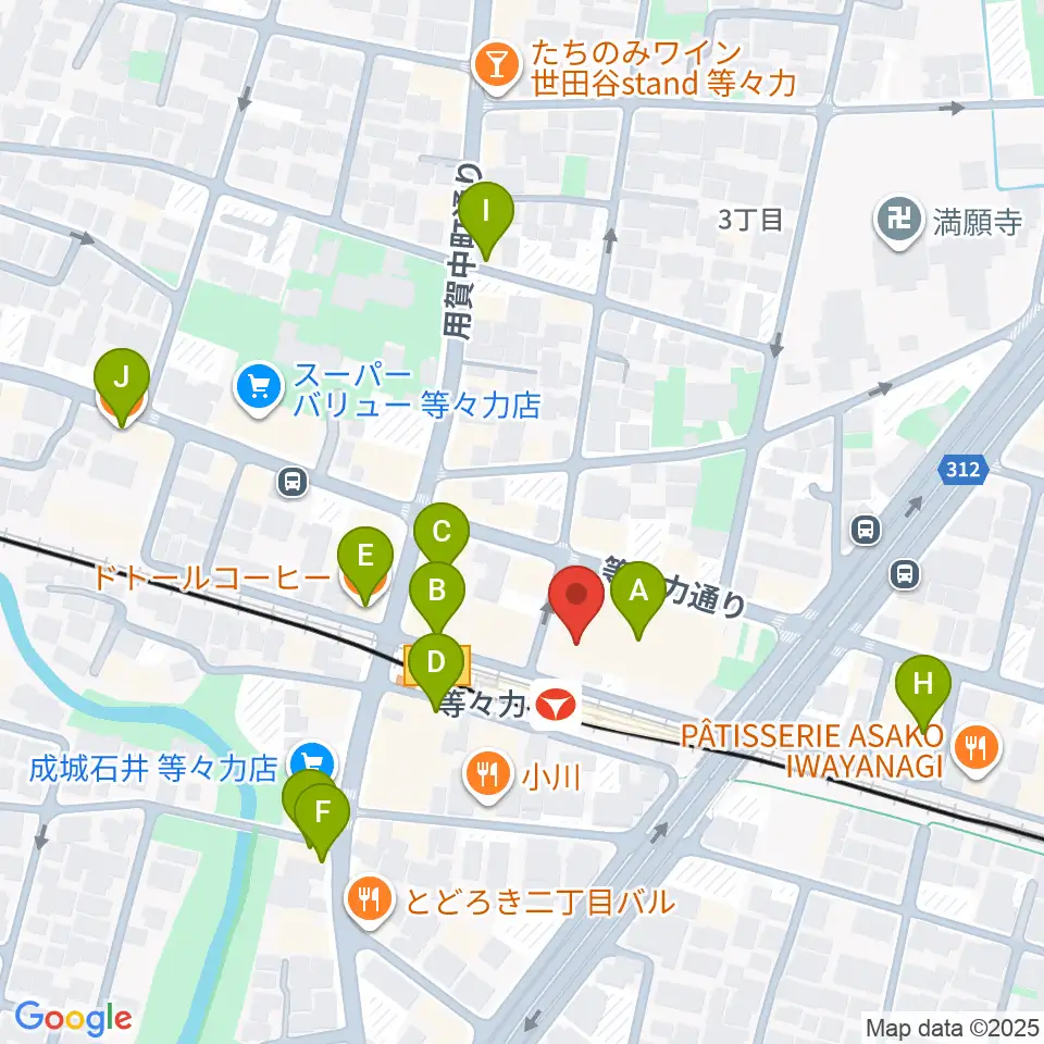 玉川せせらぎホール(玉川区民会館)周辺のカフェ一覧地図