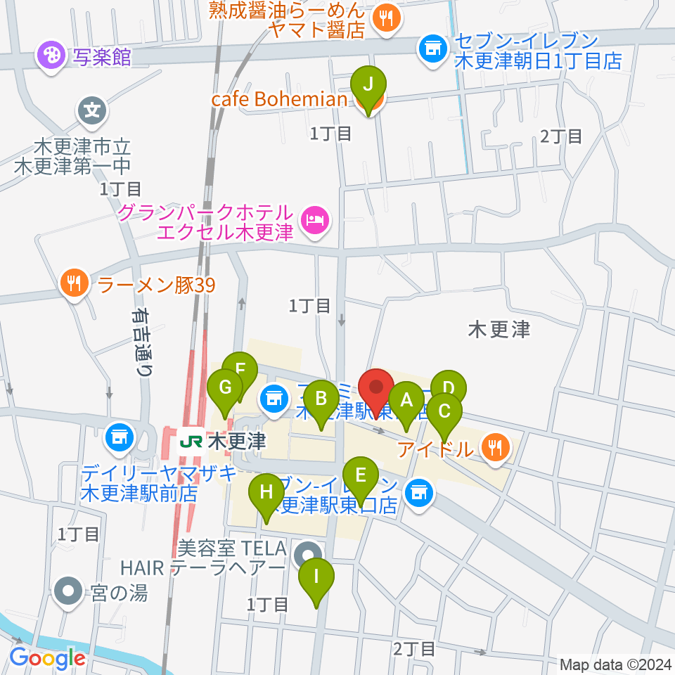 木更津Live Spot Mick周辺のカフェ一覧地図