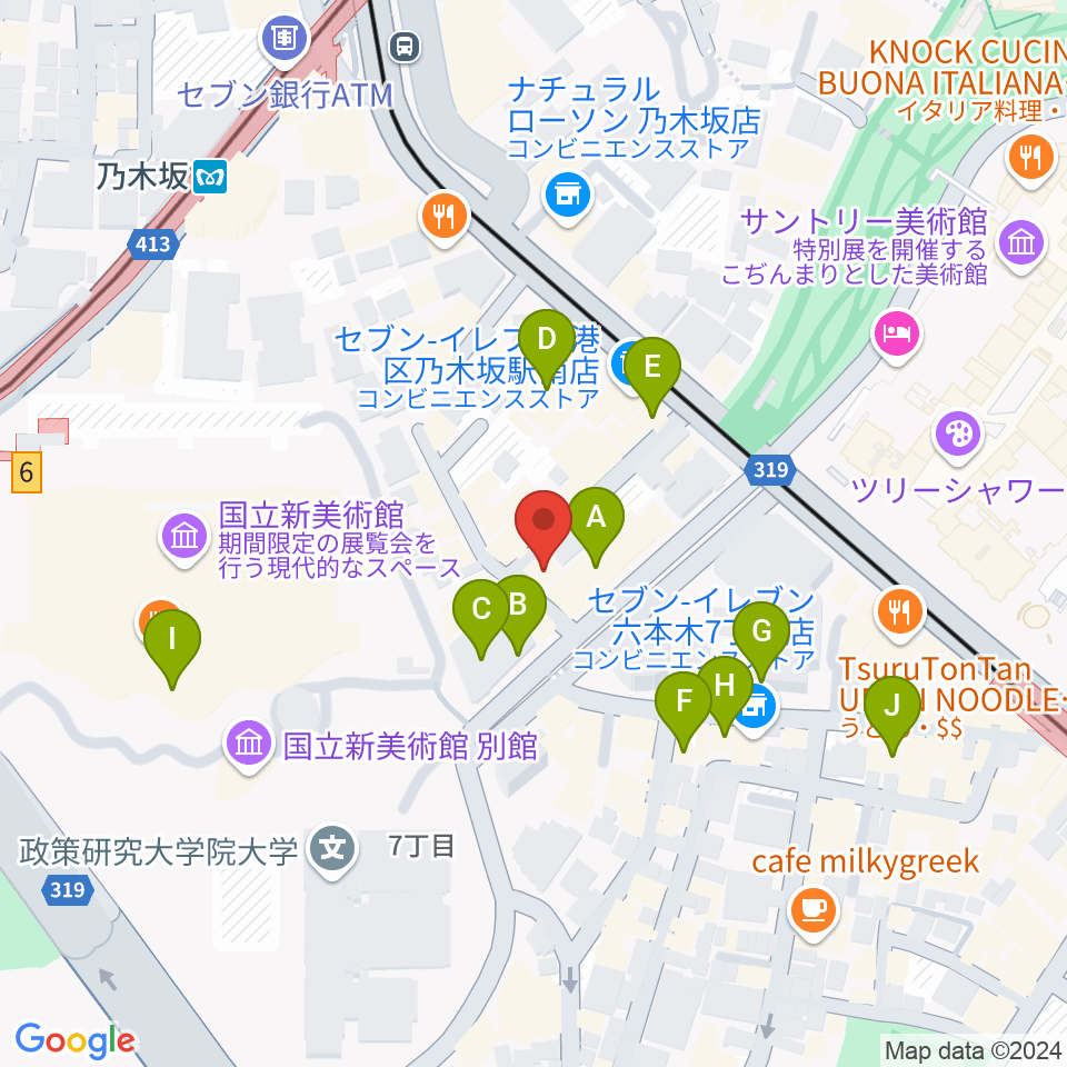 キーストンクラブ東京周辺のカフェ一覧地図