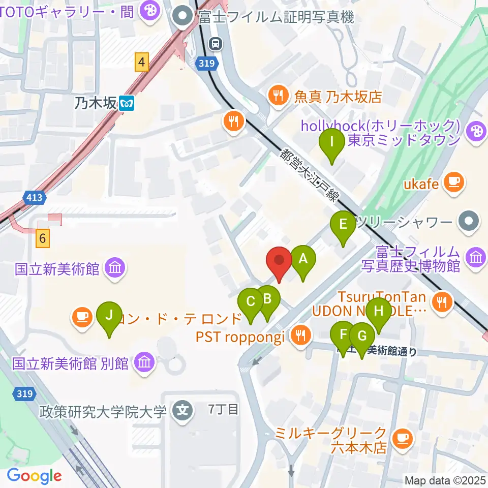 キーストンクラブ東京周辺のカフェ一覧地図