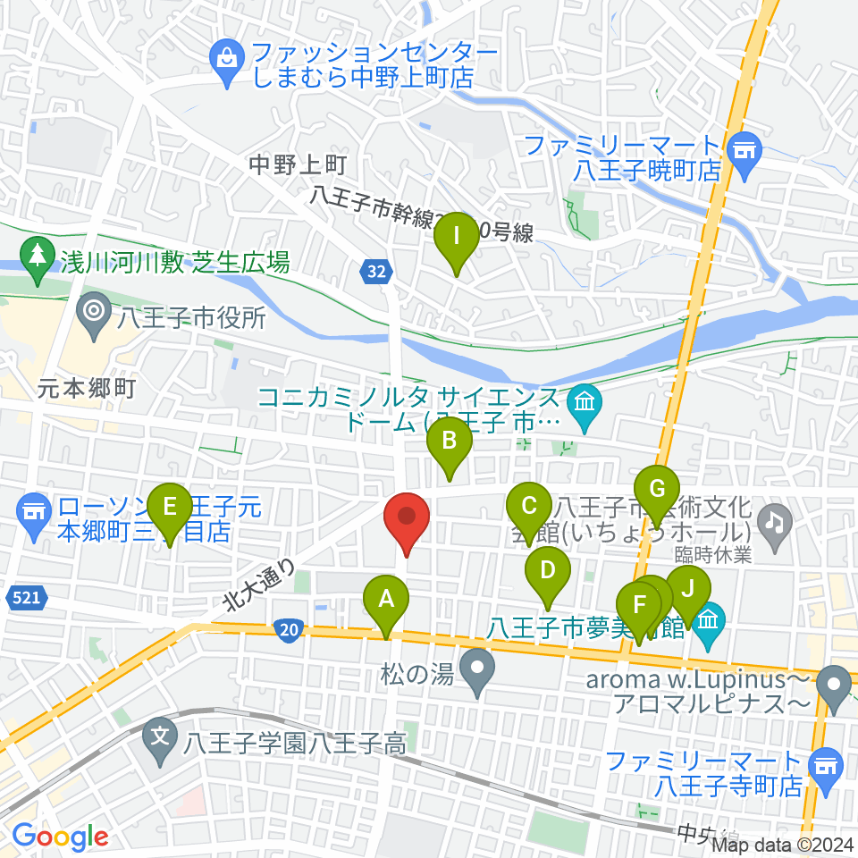 宮崎楽器周辺のカフェ一覧地図