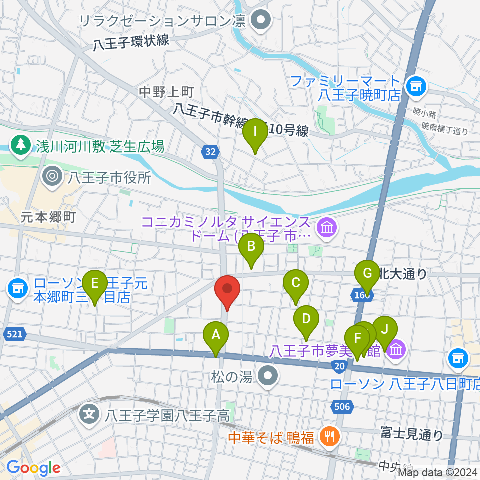 宮崎楽器周辺のカフェ一覧地図